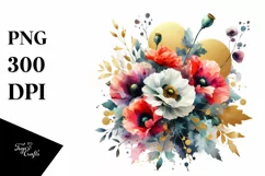 Vibrant Bouquet with Poppy, GOLD FOIL Splash Product Image 1