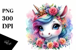 Cute Baby Unicorn Sitting PNG Product Image 3