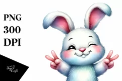 Colorful Bunny Watercolor Sticker Clipart Product Image 1