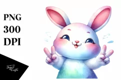 Colorful Bunny Watercolor Sticker Clipart Product Image 1
