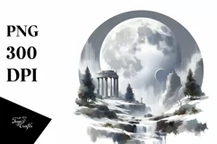 Digital Painting, Simple MOON | Tshirt|Tumbler|Mug|Clipart Product Image 3