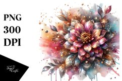 Abstract Shiny Zinnia Golden Watercolor Splash Clipart Product Image 3