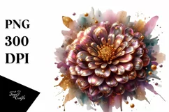 Abstract Shiny Zinnia Watercolor | Clipart Product Image 1