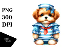 Vibrant Puppy in Sailor Suit PNG Product Image 1