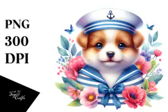 Vibrant Puppy in Sailor Suit PNG Product Image 1