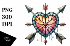 Stained Heart Arrow PNG Product Image 1