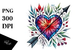 Stained Heart Arrow PNG Product Image 1