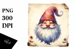 Washed Watercolor Retro Gnome | Tshirt|Tumbler|Mug|Clipart Product Image 1