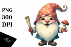 Washed Watercolor Retro Gnome | Tshirt|Tumbler|Mug|Clipart Product Image 1