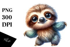 Watercolor Baby Sloth Clipart Product Image 1