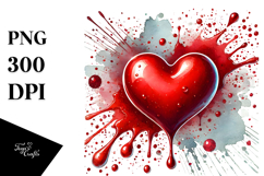 Red Glossy Heart Digital Painting PNG Product Image 1