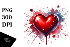 Red Glossy Heart, Digital Painting PNG Product Image 1