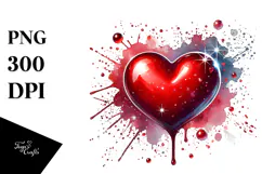 Red Glossy Heart, Digital Painting PNG Product Image 1