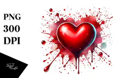 Red Glossy Heart, Digital Painting PNG Product Image 1
