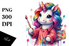 Colorful Baby Unicorn Painter&#039;s Smock PNG Product Image 1