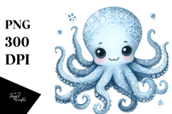 cute octopus blue toile Product Image 1