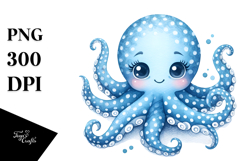 cute octopus blue toile Product Image 1
