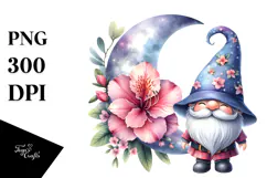 Cute GNOME with Big HAT and Azalea PNG Product Image 1