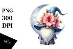 Cute GNOME with Big HAT and Azalea PNG Product Image 1