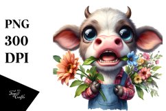 Expressive Baby Cow Clipart Product Image 1