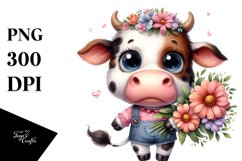 Expressive Baby Cow Clipart Product Image 1