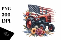 USA Flag Vintage Tractor Clipart Product Image 3