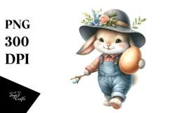Goofy Bunny with Vintage Hat and Sunglasses, Transparent PNG Product Image 1
