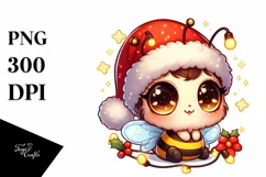 Cute Baby Bee with Santa Hat PNG Product Image 1