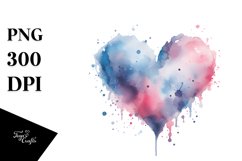 Washed Watercolor Heart, Diamond Texture PNG Product Image 1
