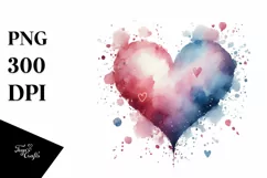 Washed Watercolor Heart, Diamond Texture PNG Product Image 1