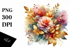 Vibrant Bouquet with Rose, GOLD FOIL Splash Product Image 1
