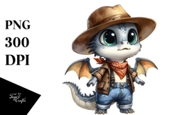 Watercolor Baby Dragon in Farm Jeans Product Image 1