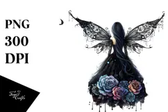 Gothic Fairy on the Moon PNG Product Image 1