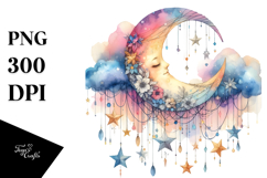 Colorfull Half Moon with Sunflowers PNG Product Image 1