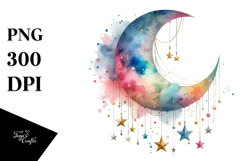 Colorfull Half Moon with Sunflowers PNG Product Image 1