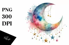 Colorfull Half Moon with Sunflowers PNG Product Image 3