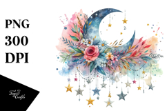 Colorfull Half Moon with Sunflowers PNG Product Image 1