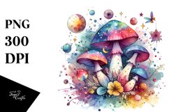 Magical Celestial Mushroom Watercolor Clipart Product Image 1