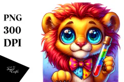 baby Lion with Test Tube, PNG Product Image 1