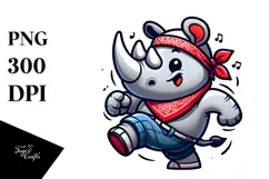 Dancing Rhino with Bandana PNG Product Image 1