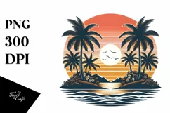 Vintage Tropical Island Sunset Sublimation Clipart Product Image 3
