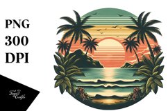 Vintage Tropical Island Sunset | Clipart Product Image 3