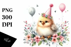 Baby Bird with Party Hat PNG Product Image 1