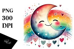 Smiling Half Moon with Hearts PNG Product Image 1