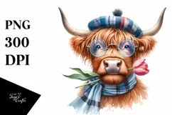 Watercolor Proud Highland Cow es | Sublimation | Clipart Product Image 3