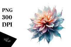 Abstract Dahlia Watercolor Splash | Sublimation Clipart Product Image 1