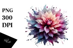 Abstract Dahlia Watercolor Splash | Sublimation Clipart Product Image 1