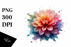 Abstract Dahlia Watercolor Splash | Sublimation Clipart Product Image 1
