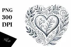 Hand Drawn Vintage Heart on White Background PNG Product Image 1