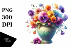 Colorful Vase Pansy | Sublimation | Clipart Product Image 1